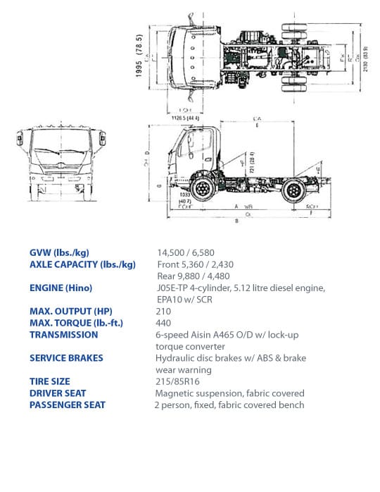 2013 HINO 155 Specifications